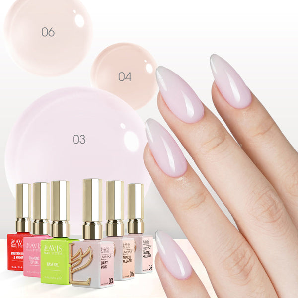 LAVIS Builder Gel in the Bottle Kit 6: 03, 04, 06, Base, Top, Protein Bond & Primer - 15ml