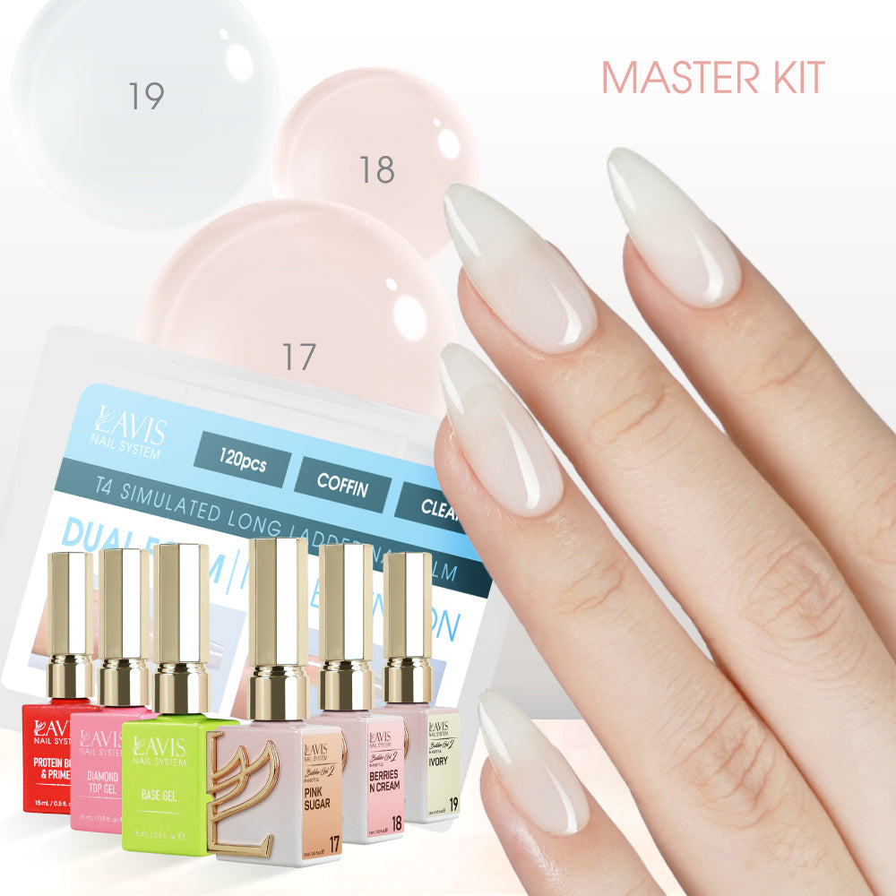 LAVIS Builder Gel in the Bottle Master Kit 3: 17, 18, 19, Dual Form, Base, Top, Protein Bond & Primer - 15ml
