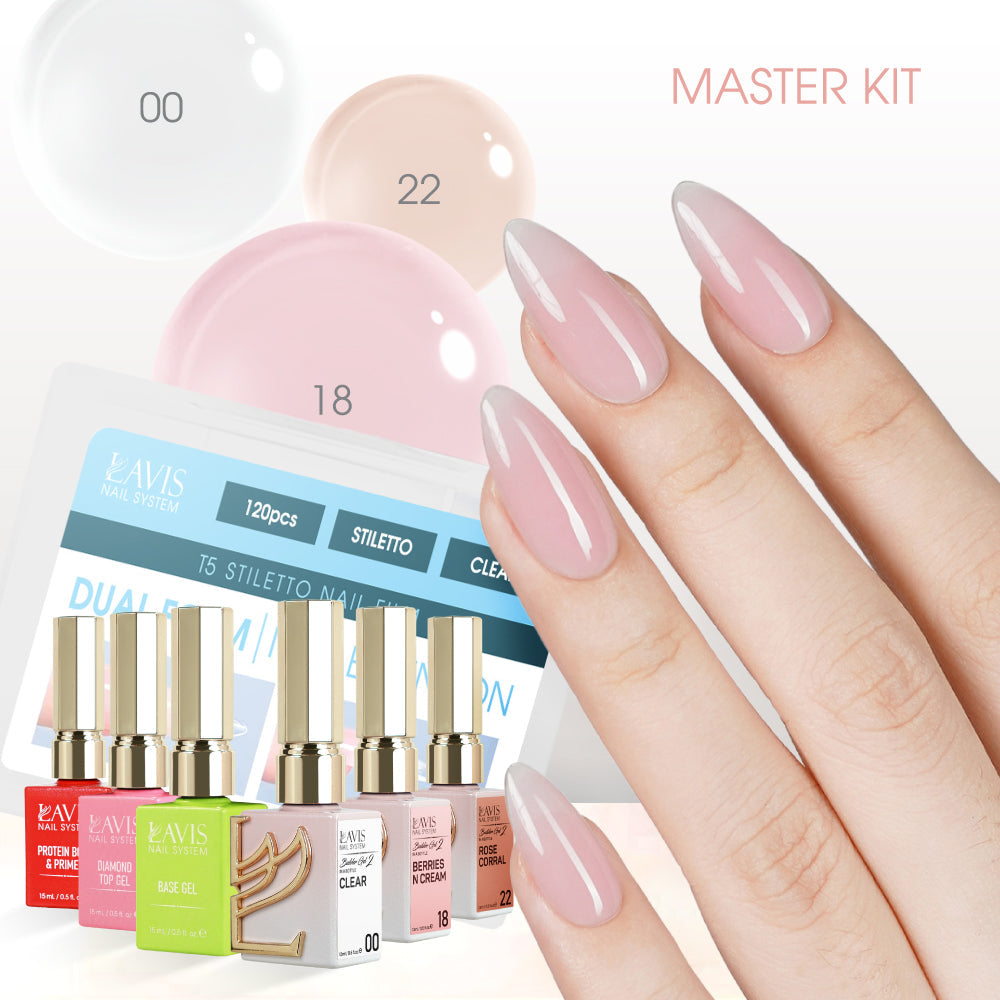 LAVIS Builder Gel in the Bottle Master Kit 4: 00, 18, 22, Dual Form, Base, Top, Protein Bond & Primer - 15ml