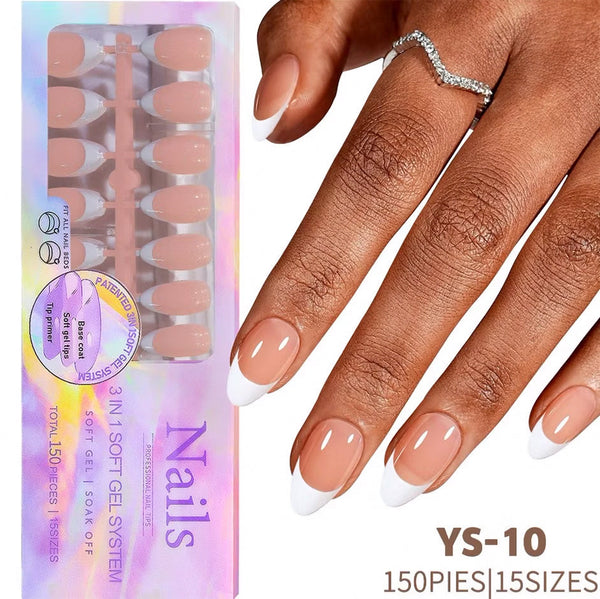 3-in-1 Coattips - French Nails Tips Full Cover Press on Nails - YS10