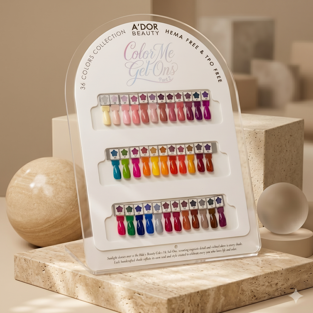 A'DOR Gel-Ons Gel Polish Set 36 Colors (Part 1 or Part 2) + FREE Sample Color Chart + FREE LAVIS Winter Radiance Cat Eye Set