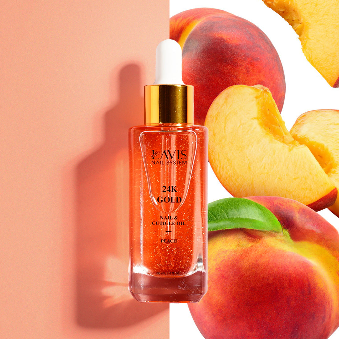 Lavis 24K Gold Nail & Cuticle Oil - Peach - 30mL