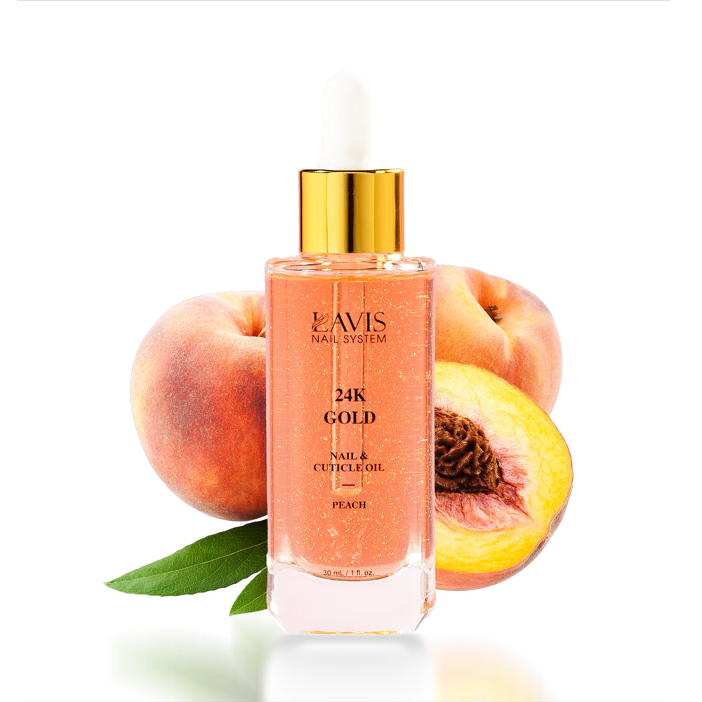 Lavis 24K Gold Nail & Cuticle Oil - Peach - 30mL