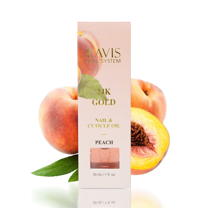 Lavis 24K Gold Nail & Cuticle Oil - Peach - 30mL