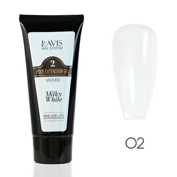 LAVIS Poly Extension Gel (ver 2) - 02 Milky White - UV/LED 60ml