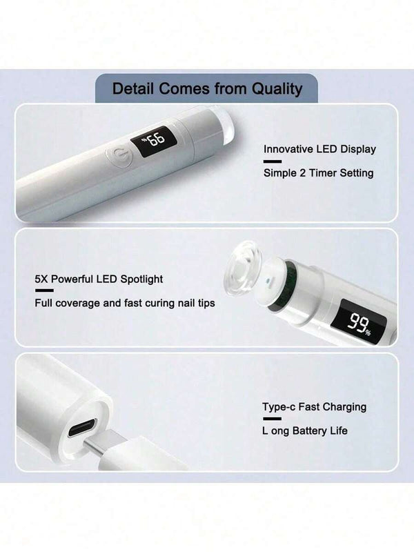 Portable Handheld UV Lamp with replaceable Silicone Tip - White