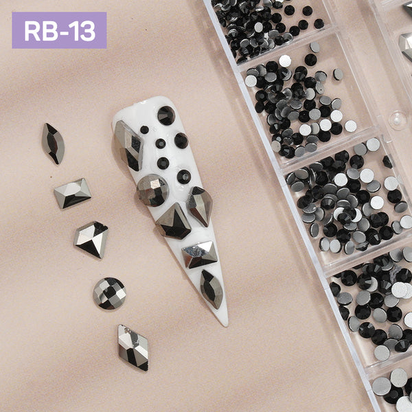 12 Grids Flatback Rhinestones RB-13 Mine Black