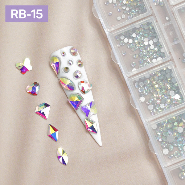 12 Grids Flatback Rhinestones RB-15 AB
