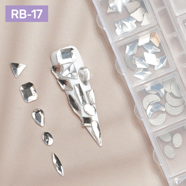 12 Grids Flatback Rhinestones RB-17 Clear