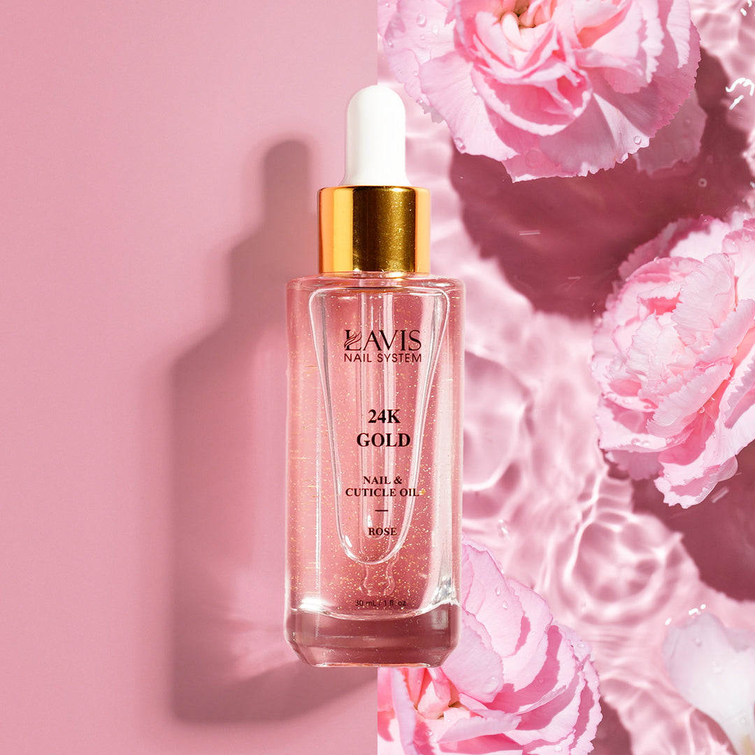 Lavis 24K Gold Nail & Cuticle Oil - Rose - 30mL