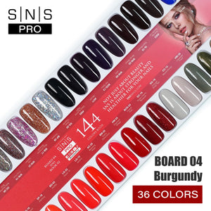 SNS Pro 3 in 1 - Board 4 Burgundy (109 - 144) - Dip, Gel & Lacquer Matching