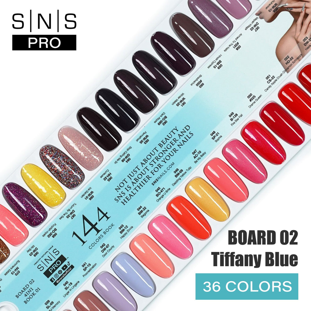 SNS Pro 4 in 1 Tiffany Blue - Board 2 (037- 072) - Dip, Gel & Lacquer Matching