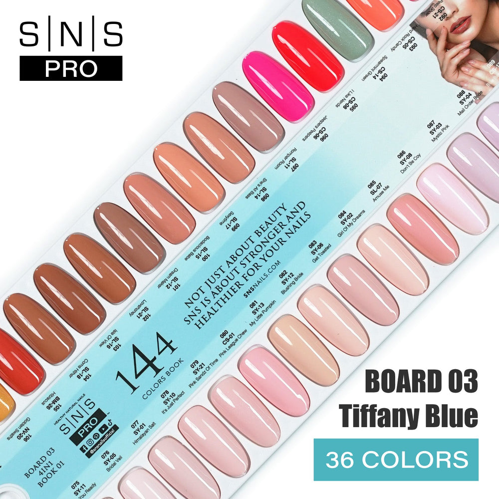 SNS Pro 4 in 1 Tiffany Blue - Board 3 (073 - 108) - Dip, Gel & Lacquer Matching