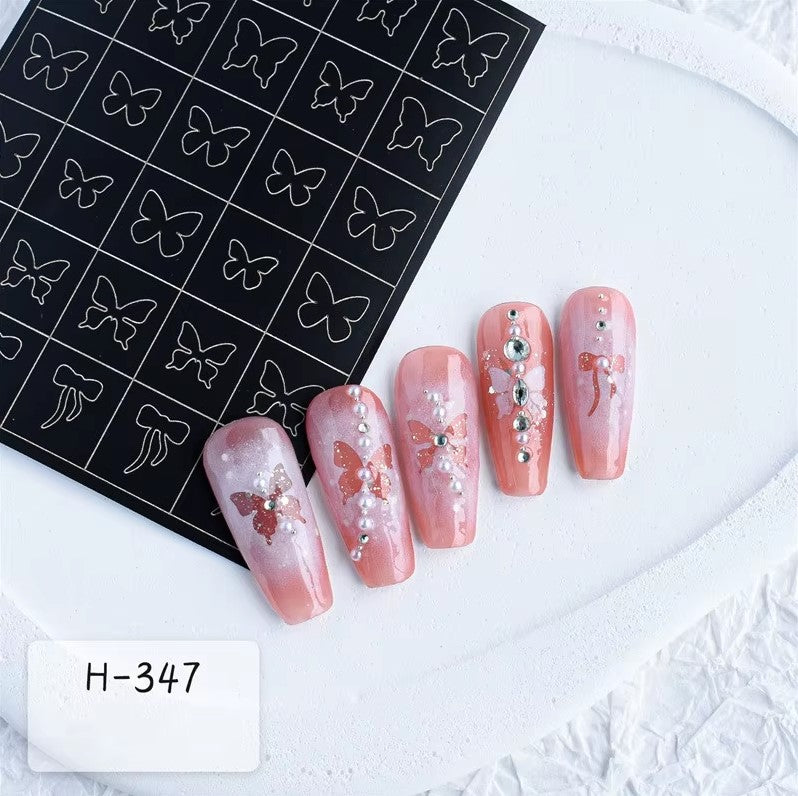 Spray Painted Nail Art Stickers H347 - Bow & Butterfly