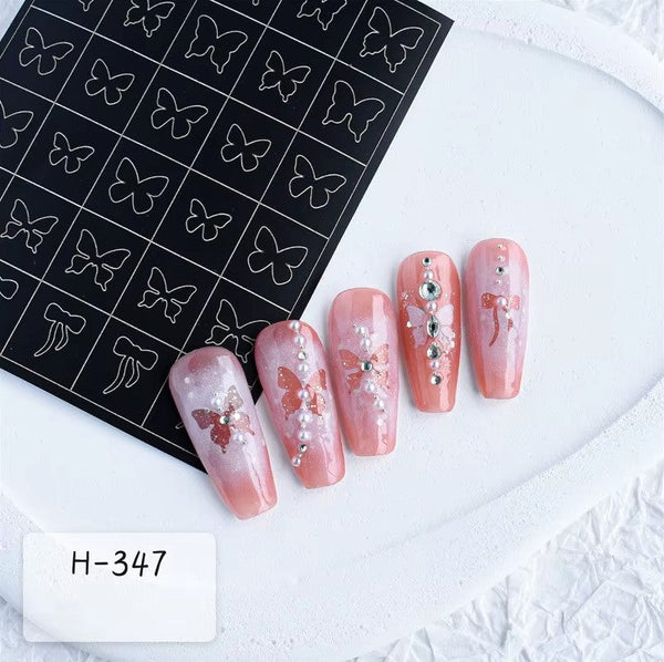 Spray Painted Nail Art Stickers H347 - Bow & Butterfly