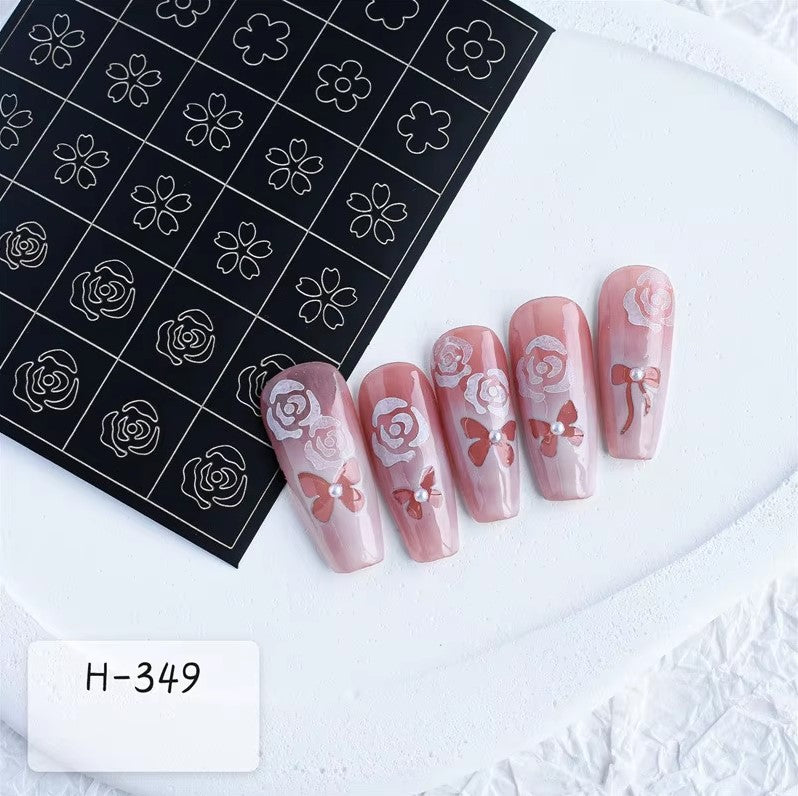 Spray Painted Nail Art Stickers H349 - Flowers