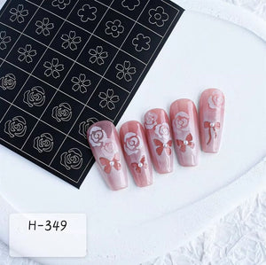 Spray Painted Nail Art Stickers H349 - Flowers