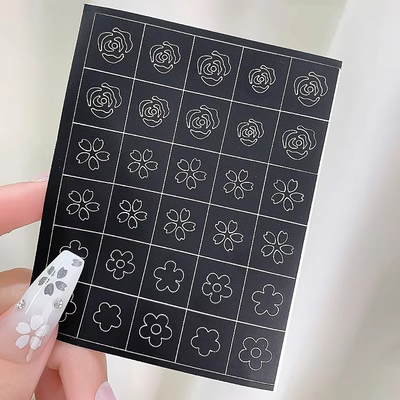 Spray Painted Nail Art Stickers H349 - Flowers