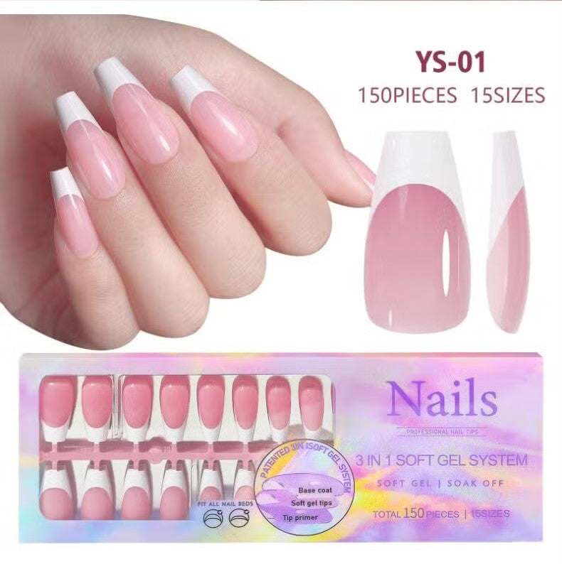 3-in-1 Coattips - French Nails Tips - Full Cover - Press on Nails