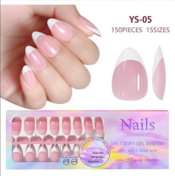 3-in-1 Coattips - French Nails Tips - Full Cover - Press on Nails