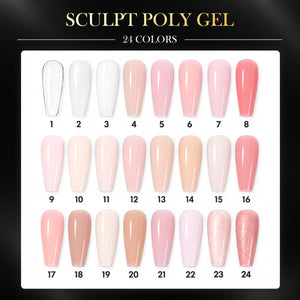 SNS Pro Sculpt Poly Gel - Set 24 Colors - HEMA & TPO Free - 0.5 oz