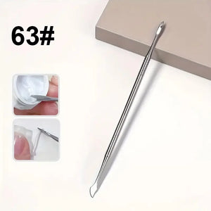 Double Head Nail Art Carving Stick, 3D Petal & Leaf Blade Design, Detailing & Gel Tool, 16.5cm Professional Manicure Tool