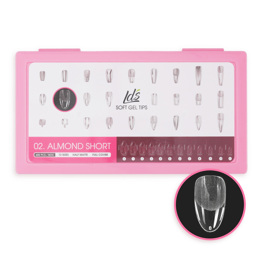 LDS - 02 Almond Short Half Matte Nail Tips (Full Cover)