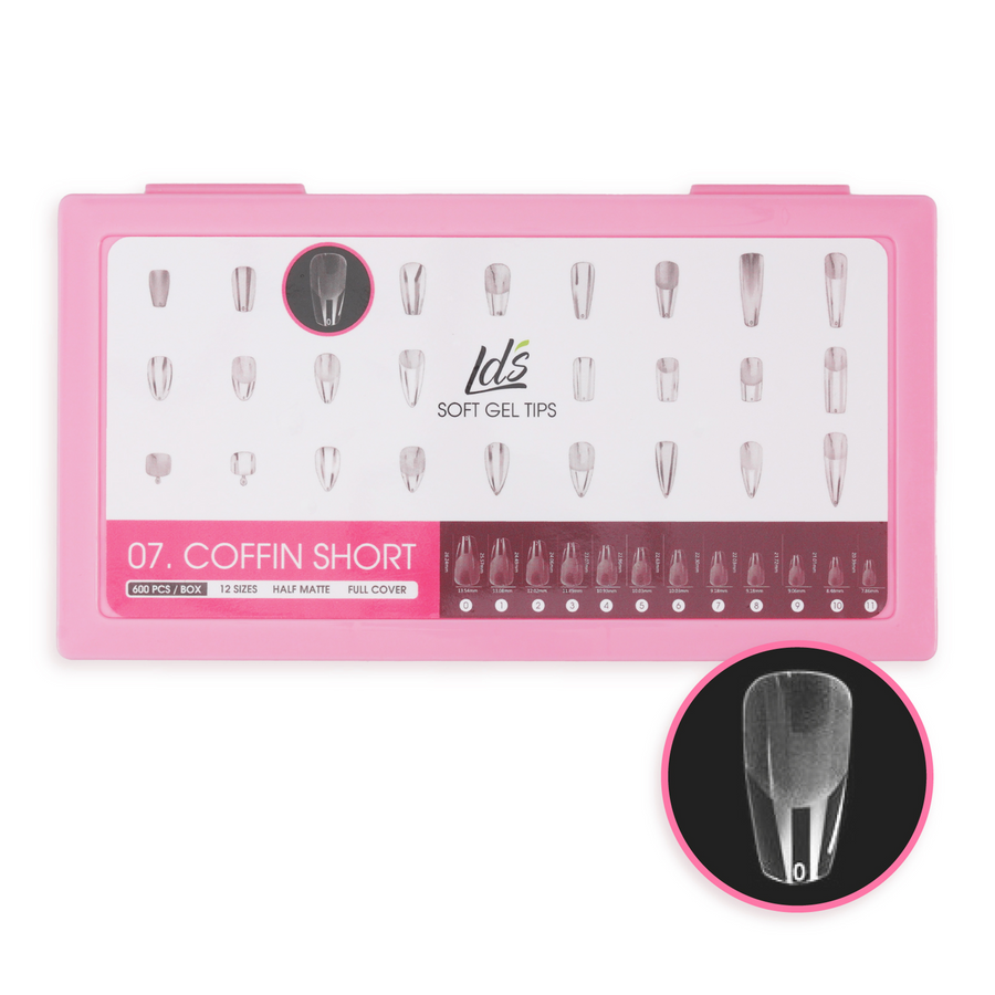 LDS - 07 Coffin Short Half Matte Nail Tips (Full Cover)