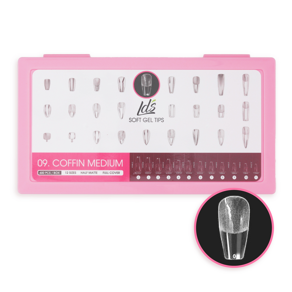 LDS - 09 Coffin Medium Half Matte Nail Tips (Full Cover)