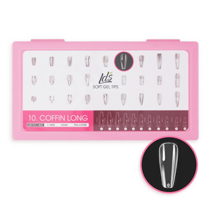 LDS - 10 Coffin Long Clear Nail Tips (Full Cover)