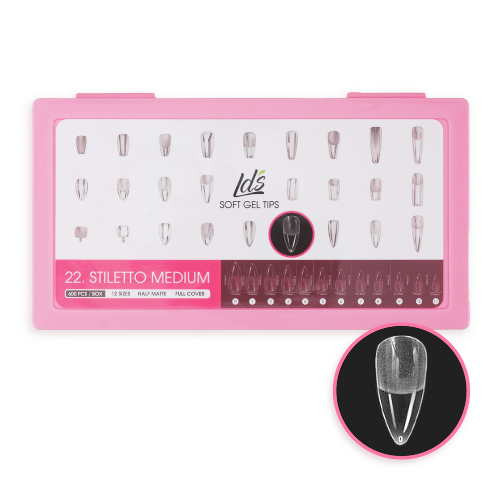 LDS - 22 Stiletto Medium Half Matte Nail Tips (Full Cover)