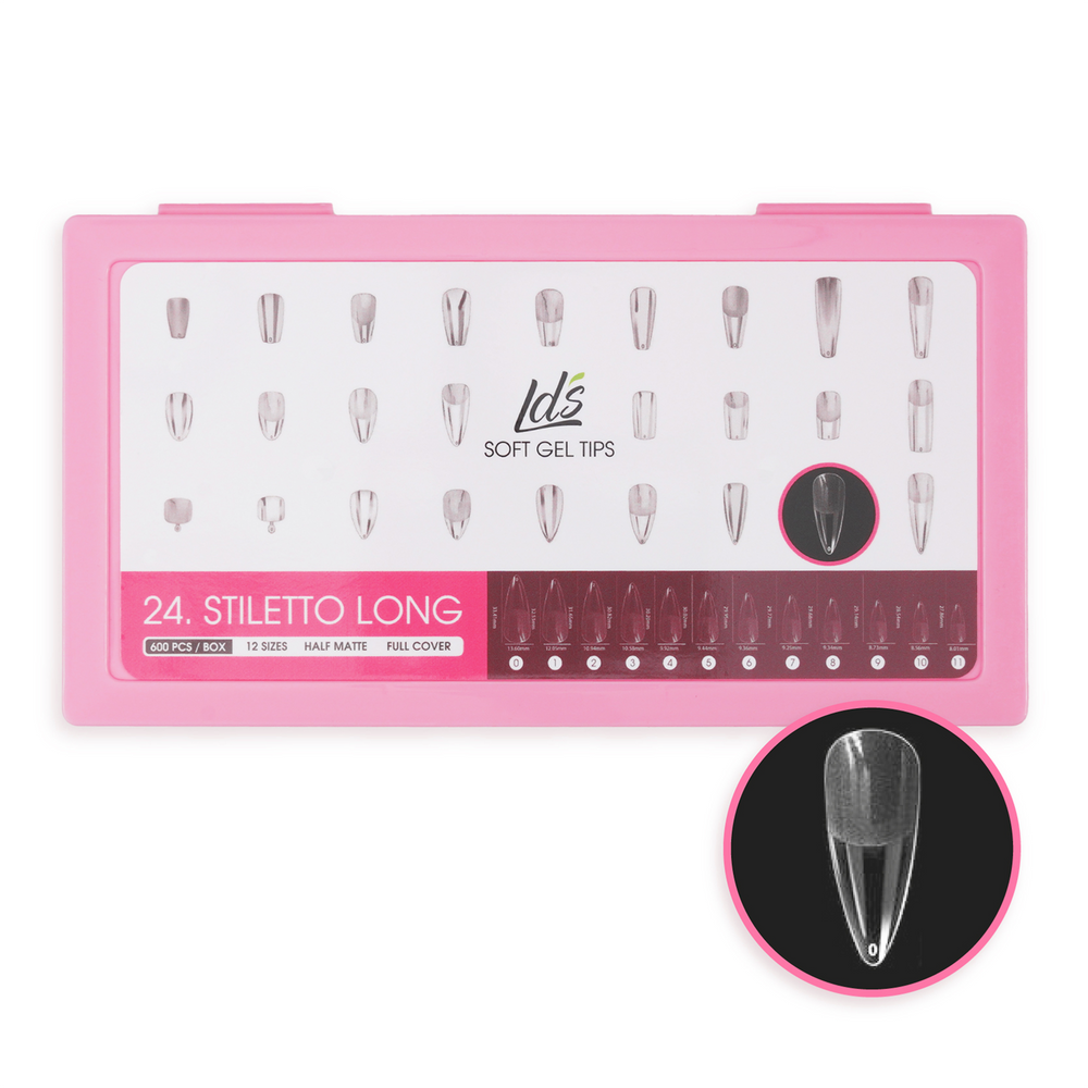 LDS - 24 Stiletto Long Half Matte Nail Tips (Full Cover)