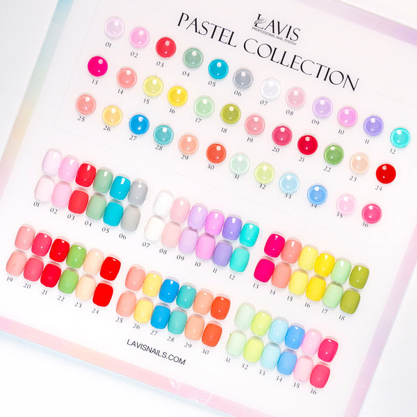 LAVIS LX3 - Set 36 Colors - Gel Polish 0.5 oz - Pastel Flow Collection