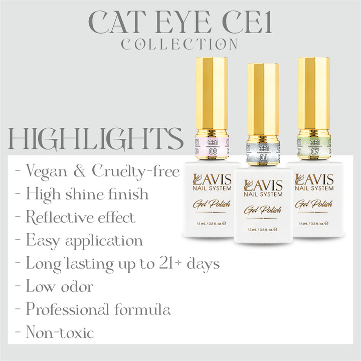 LAVIS Cat Eyes CE1 - 02 - Gel Polish 0.5 oz - Cozy Cashmere Collection
