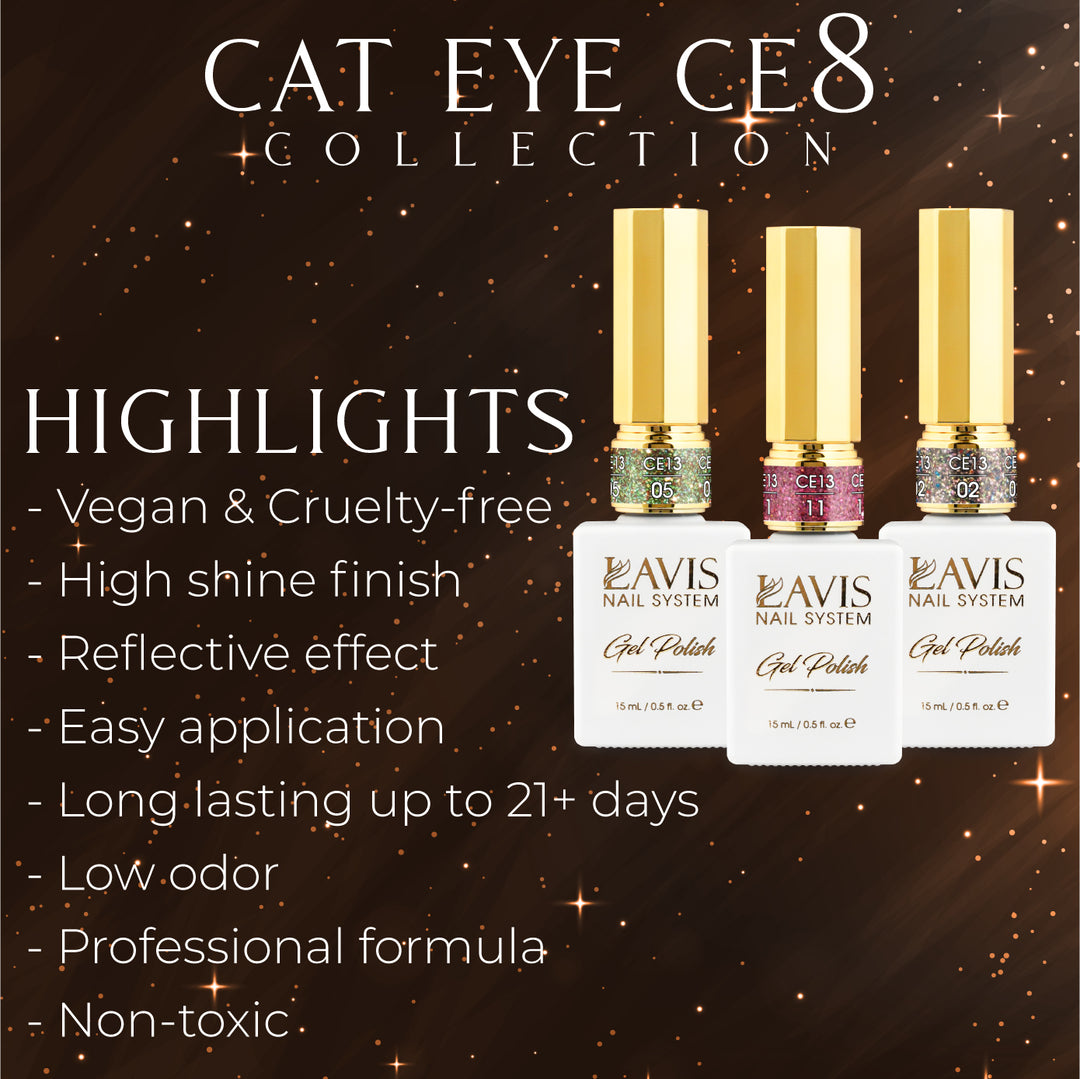 LAVIS Cat Eye CE8 - 01 - Gel Polish 0.5 oz - Hidden Treasures