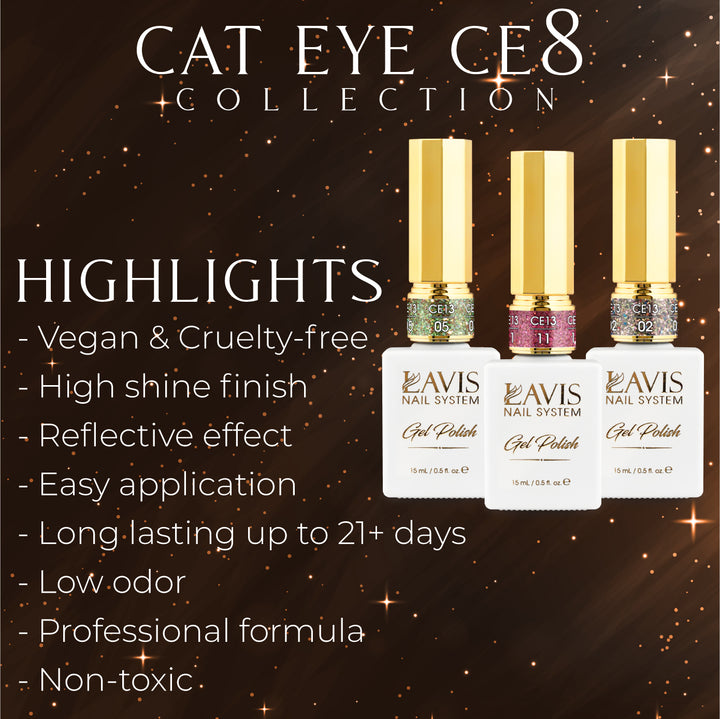 LAVIS Cat Eye CE8 - 02 - Gel Polish 0.5 oz - Hidden Treasures