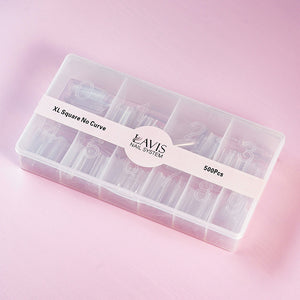  LAVIS - XXL SQUARE NO CURVE - Clear - 500 Pcs by LAVIS NAILS TOOL sold by DTK Nail Supply