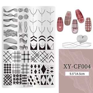 Nail Printing Steel Plate XY-CF004 - Plaid & Ribbon