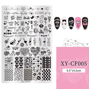 Nail Printing Steel Plate XY-CF005 - Valentine Hearts