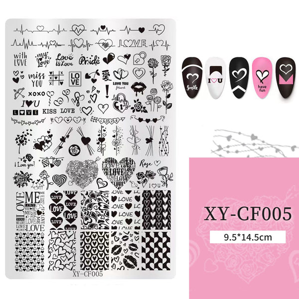 Nail Printing Steel Plate XY-CF005 - Valentine Hearts