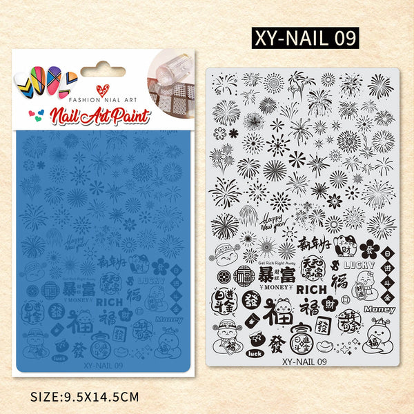 Nail Printing Steel Plate XY09 - Flower