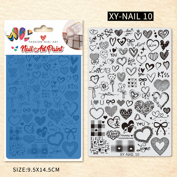 Nail Printing Steel Plate XY10 - Hearts