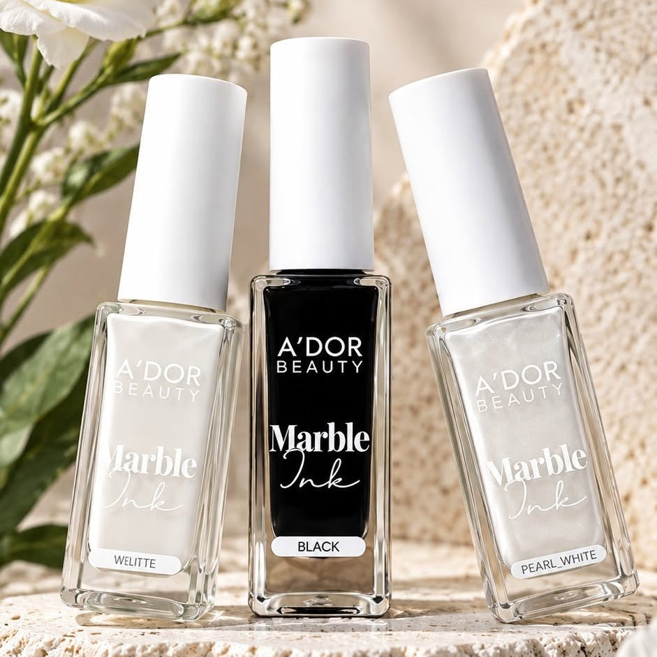 A'DOR Marble Ink Set 3 Colors - White, Black, Pearl White