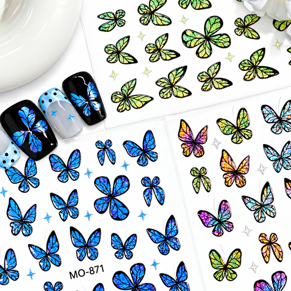 Butterfly Nail Art Stickers MO-870 - Multicolor