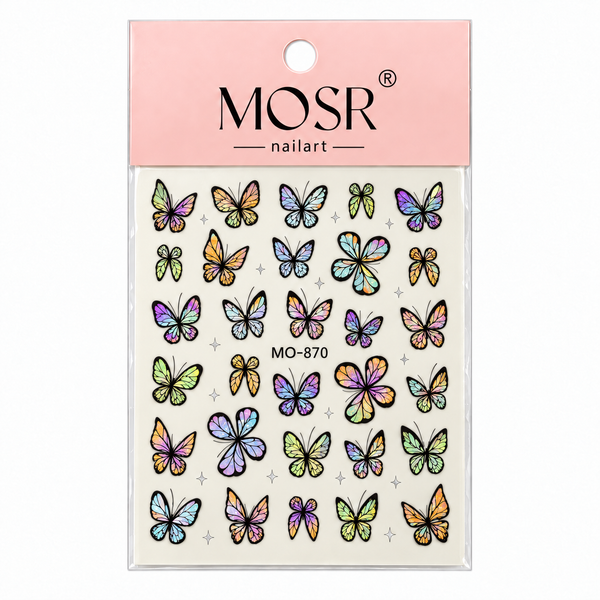 Butterfly Nail Art Stickers MO-870 - Multicolor