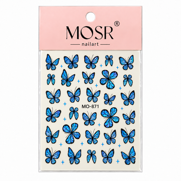 Butterfly Nail Art Stickers MO-871 - Blue