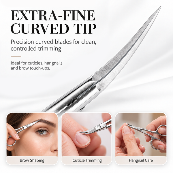 Cuticle Scissors - Extra-Fine Curved Blade with Pouch
