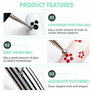 Nail Dotting Tool 6 in 1 - Acrylic Disc with Stainless Steel Dotting Heads