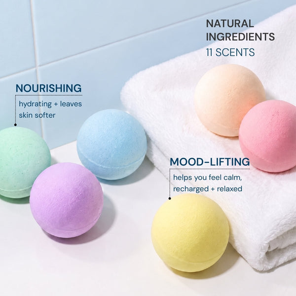 LAVIS Bath Bomb Jar - Choose Your Scent: Honey Pearl, Orange, Lavender, Mango, Rose, Jasmine, Mint & More