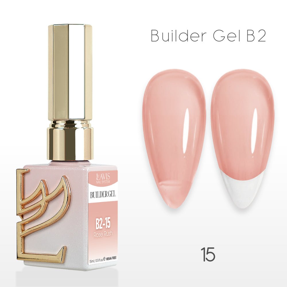 LAVIS Builder Gel In The Bottle (Ver 3) - B2 - 15 Rose Rush - Gel Polish 0.5oz - DTK Nail Supply
